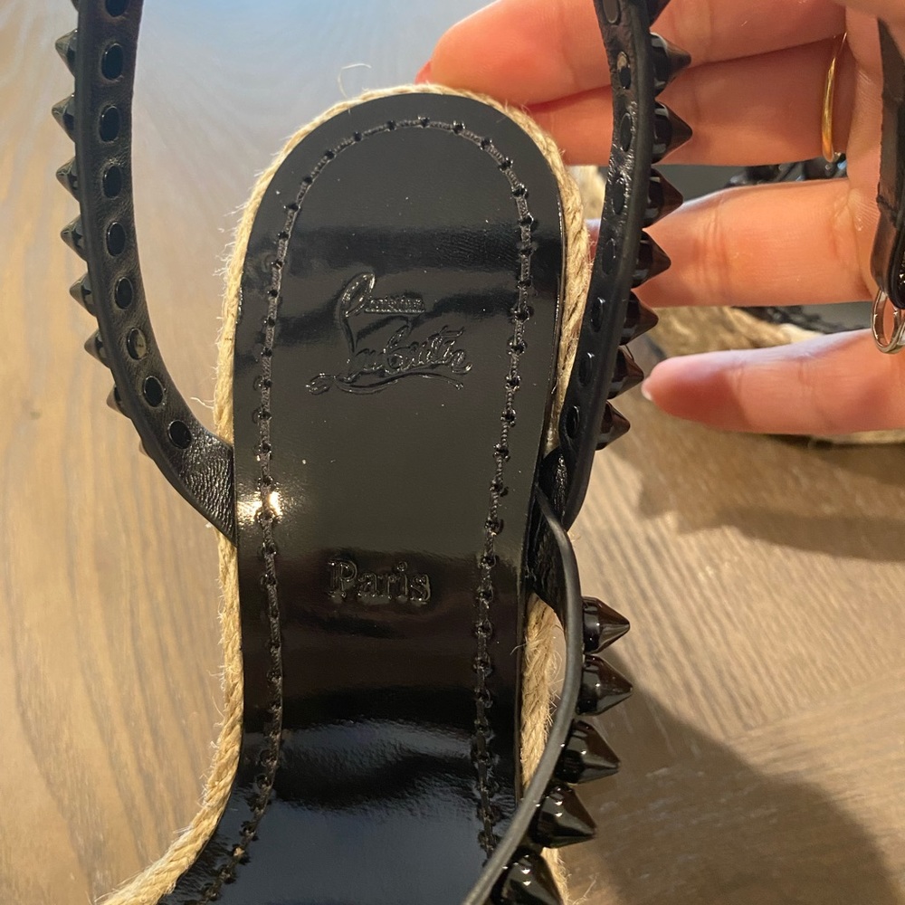 Christian Louboutin Mafaldina Spike Red Sole Wedge Espadrilles - Picture 7 of 8